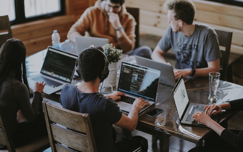 Colleagues collaborating around a table
